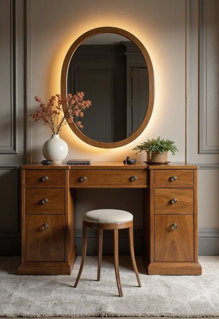 25 Dressing Table with Storage Ideas That Look Elegant 13 25 Dressing Table with Storage Ideas That Look Elegant - 13. Modern Art Deco Dressing Table
