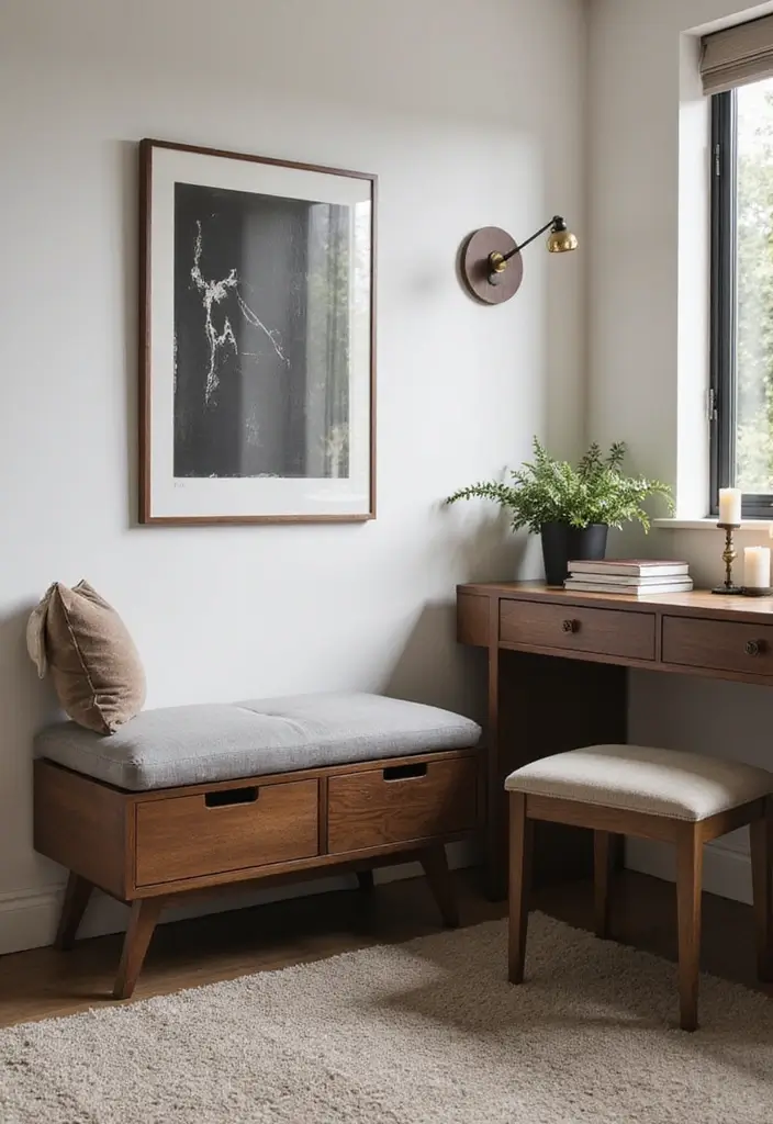 25 Dressing Table with Storage Ideas That Look Elegant 14 25 Dressing Table with Storage Ideas That Look Elegant - 14. Bench Seating with Built-In Storage
