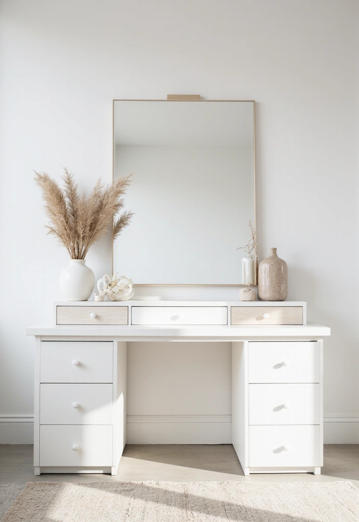 25 Dressing Table with Storage Ideas That Look Elegant 18 25 Dressing Table with Storage Ideas That Look Elegant - 18. Bright and Airy White Dressing Table