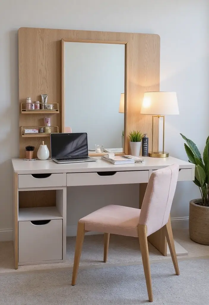 25 Dressing Table with Storage Ideas That Look Elegant 6 25 Dressing Table with Storage Ideas That Look Elegant - 6. Multi-Functional Desk Vanity