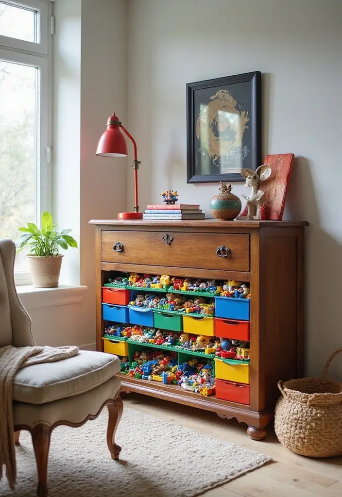 25 Lego Storage Ideas Parents Will Thank You For - 15. Repurposed Furniture: Stylish and Functional
