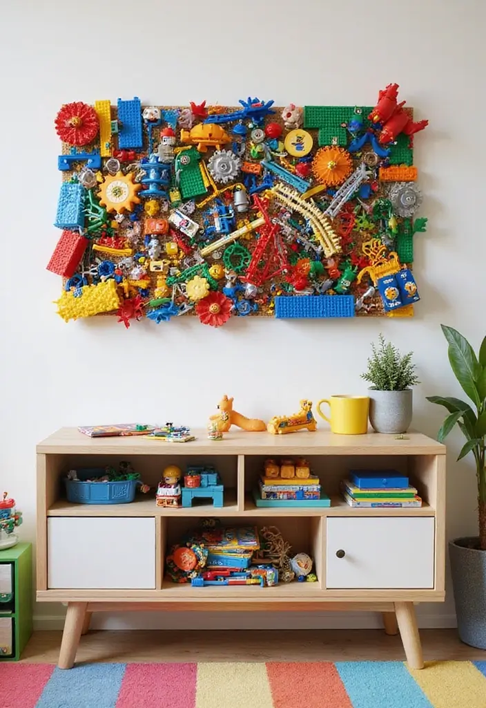 25 Lego Storage Ideas Parents Will Thank You For - 24. DIY Lego Wall Art and Storage Combo