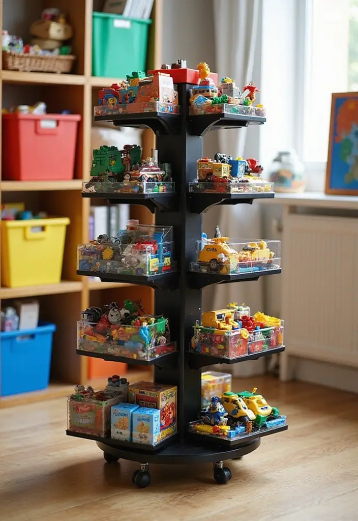 25 Lego Storage Ideas Parents Will Thank You For - 7. Rotating Toy Storage: Change it Up