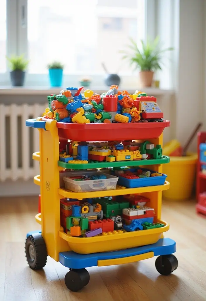 25 Lego Storage Ideas Parents Will Thank You For - 9. Rolling Carts: Mobile Organization