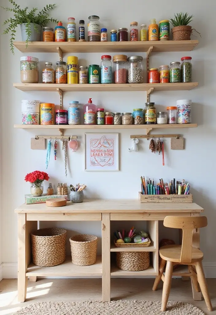 25 Playroom Storage Ideas to Keep Toys Organized - 11. Art Supply Station for Creative Chaos