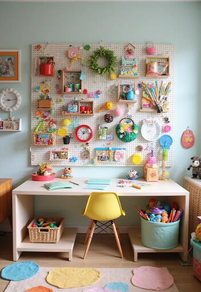 25 Playroom Storage Ideas to Keep Toys Organized - 14. Pegboards for Customizable Organization
