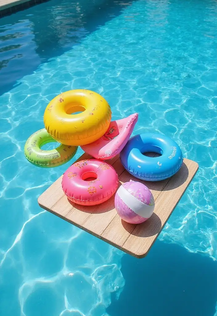 25 Pool Float Storage Ideas for Summer Ready Homes - 4. Floating Pool Shelf