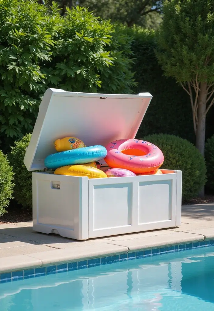 25 Pool Float Storage Ideas for Summer Ready Homes - 7. Poolside Storage Box