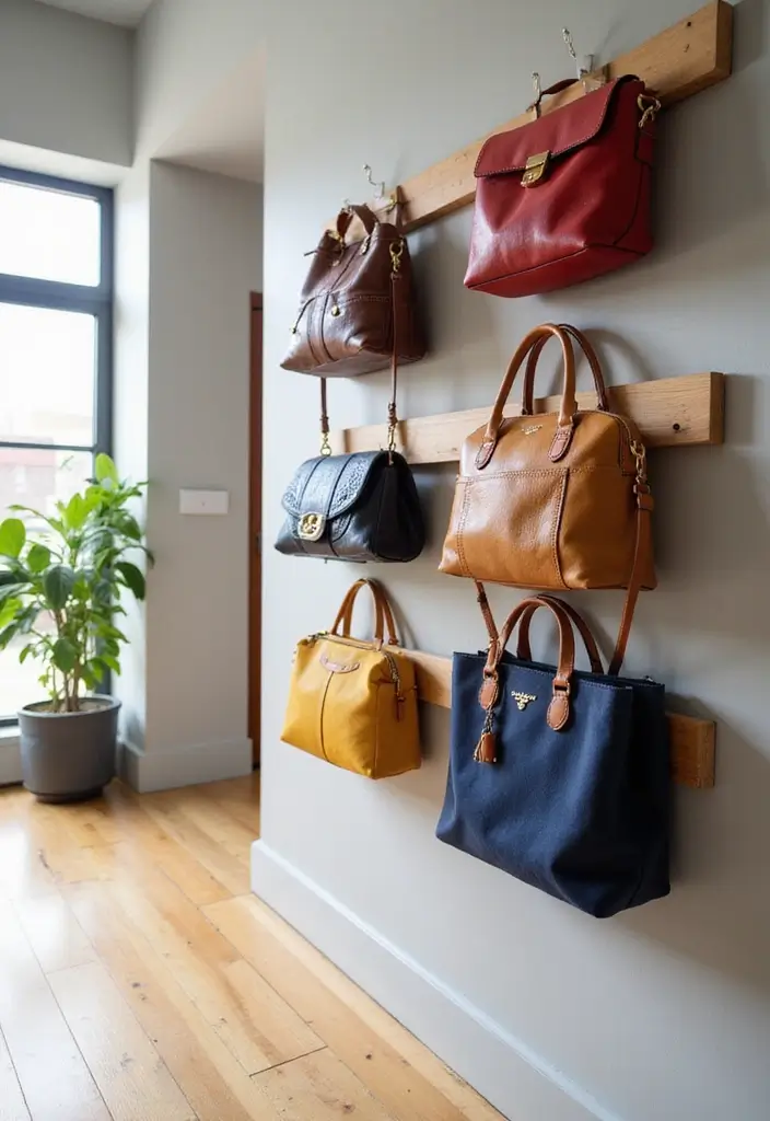 25 Purse Storage Ideas Every Fashion Lover Needs - 1. Wall-Mounted Purse Racks