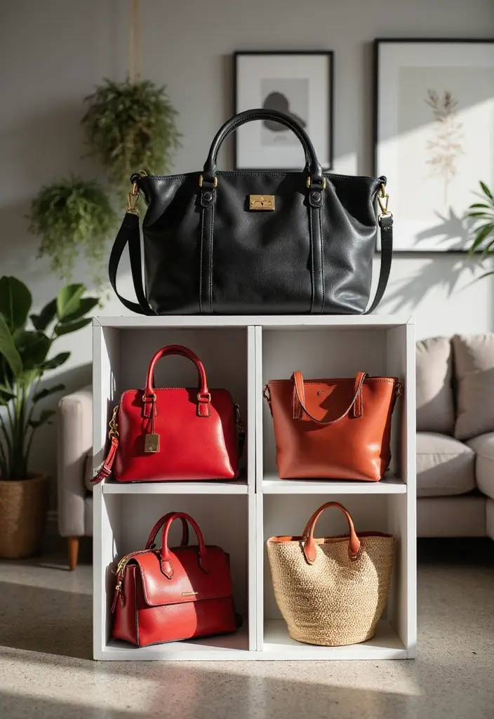 25 Purse Storage Ideas Every Fashion Lover Needs - 12. Cube Storage Units