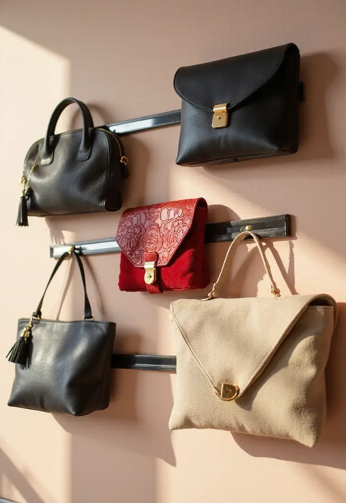 25 Purse Storage Ideas Every Fashion Lover Needs - 17. Magnetic Strip for Clutches