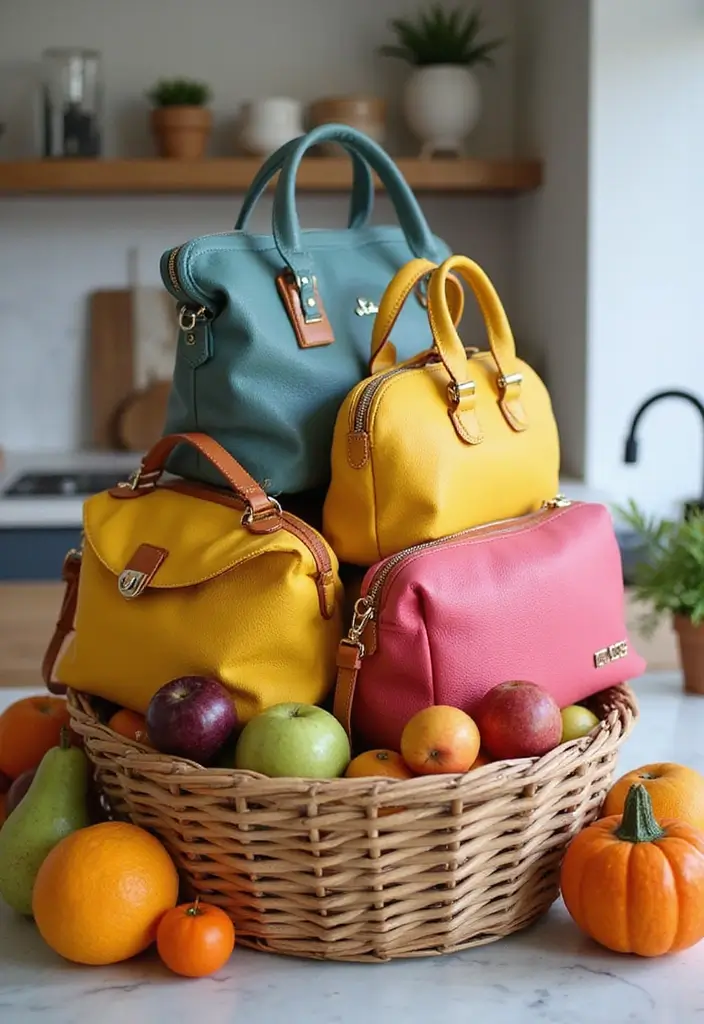 25 Purse Storage Ideas Every Fashion Lover Needs - 18. Tiered Fruit Baskets