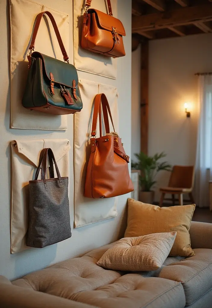 25 Purse Storage Ideas Every Fashion Lover Needs - 19. Fabric Wall Pockets