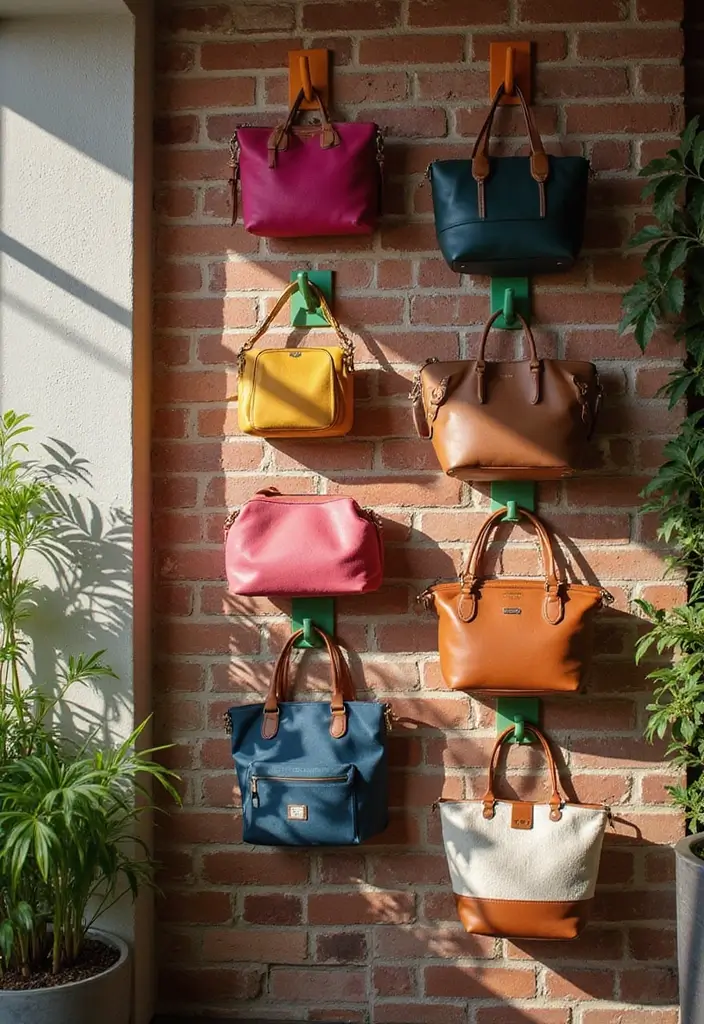 25 Purse Storage Ideas Every Fashion Lover Needs - 8. Hooks on the Wall