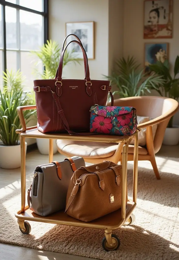 25 Purse Storage Ideas Every Fashion Lover Needs - 9. Rolling Carts