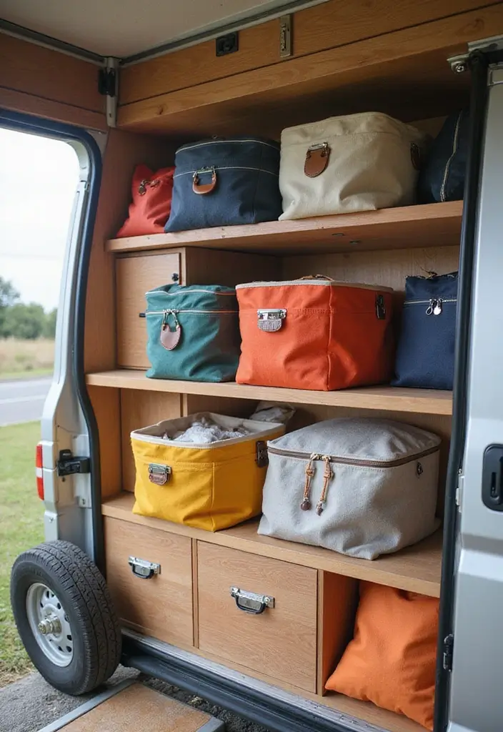 25 RV Storage Ideas That Make Traveling Easier - 19. Use of Canvas Storage Bags
