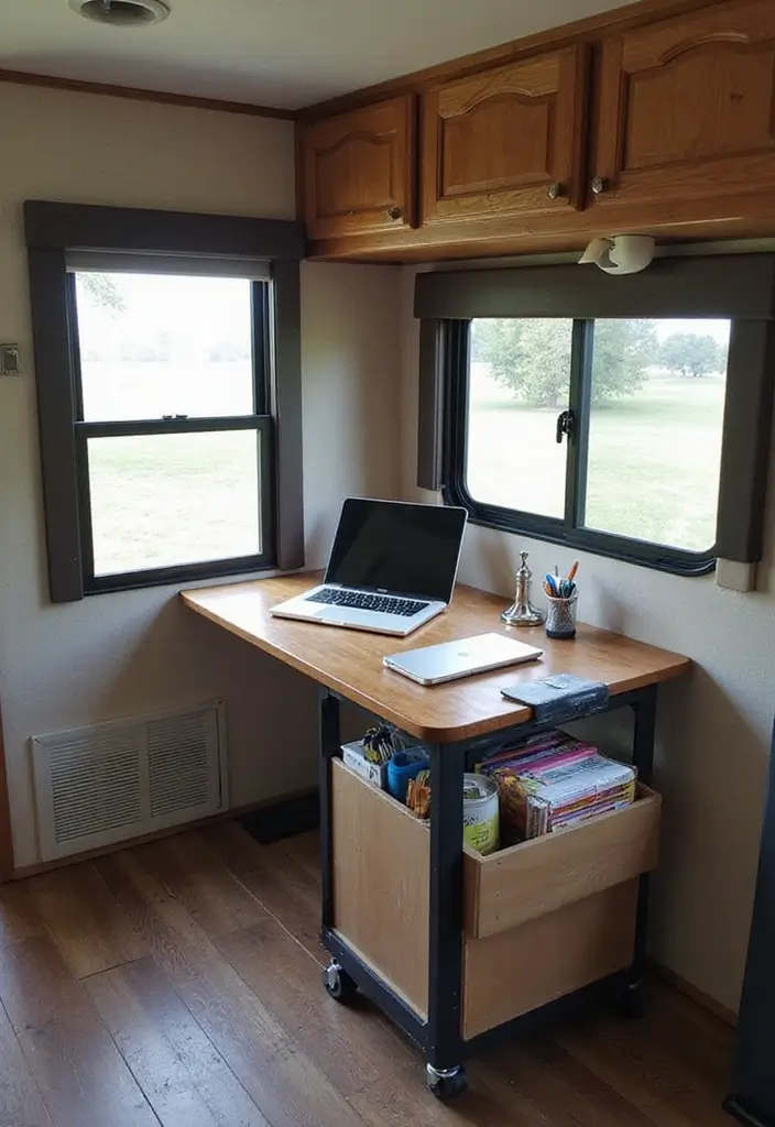 25 RV Storage Ideas That Make Traveling Easier - 22. Consider a Portable Office Setup