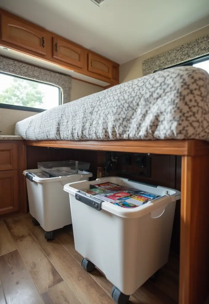 25 RV Storage Ideas That Make Traveling Easier - 5. Under-Bed Storage