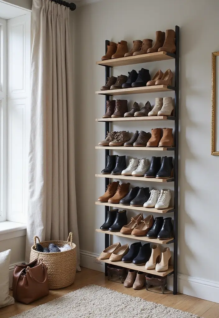 25 Small Room Clothes Storage Ideas That Fit Anywhere - 18. Vertical Shoe Rack