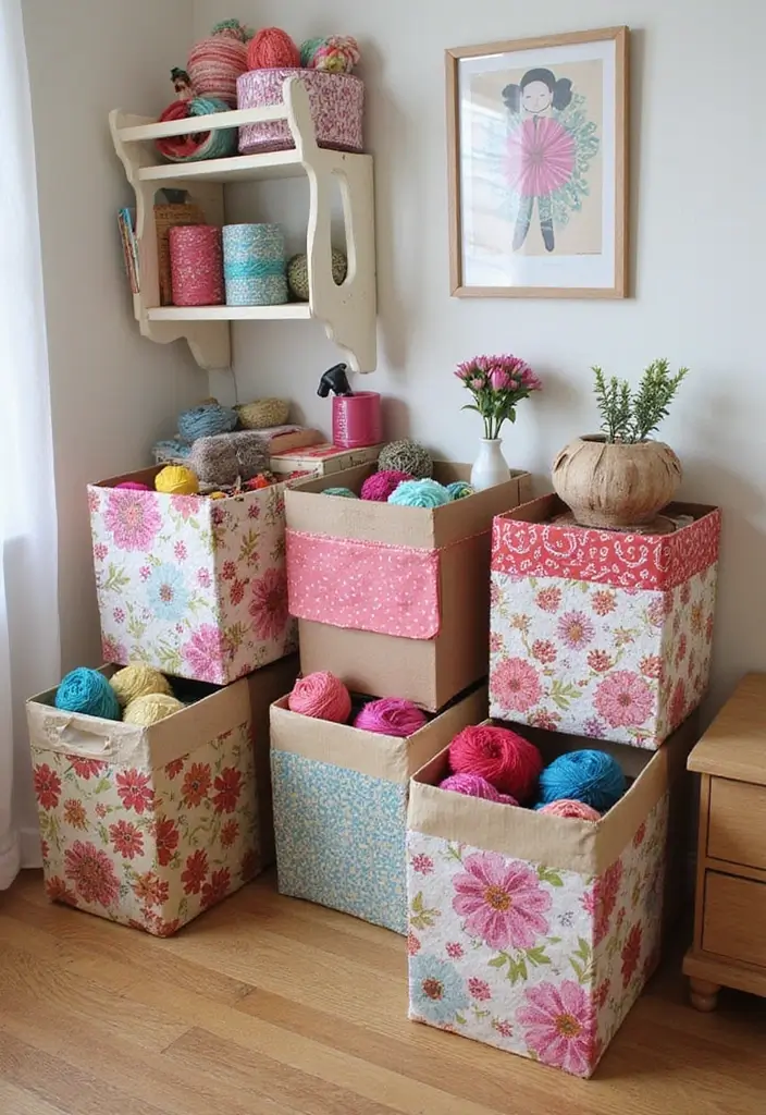25 Yarn Storage Ideas for Craft Lovers - 10. Recycled Cardboard Boxes