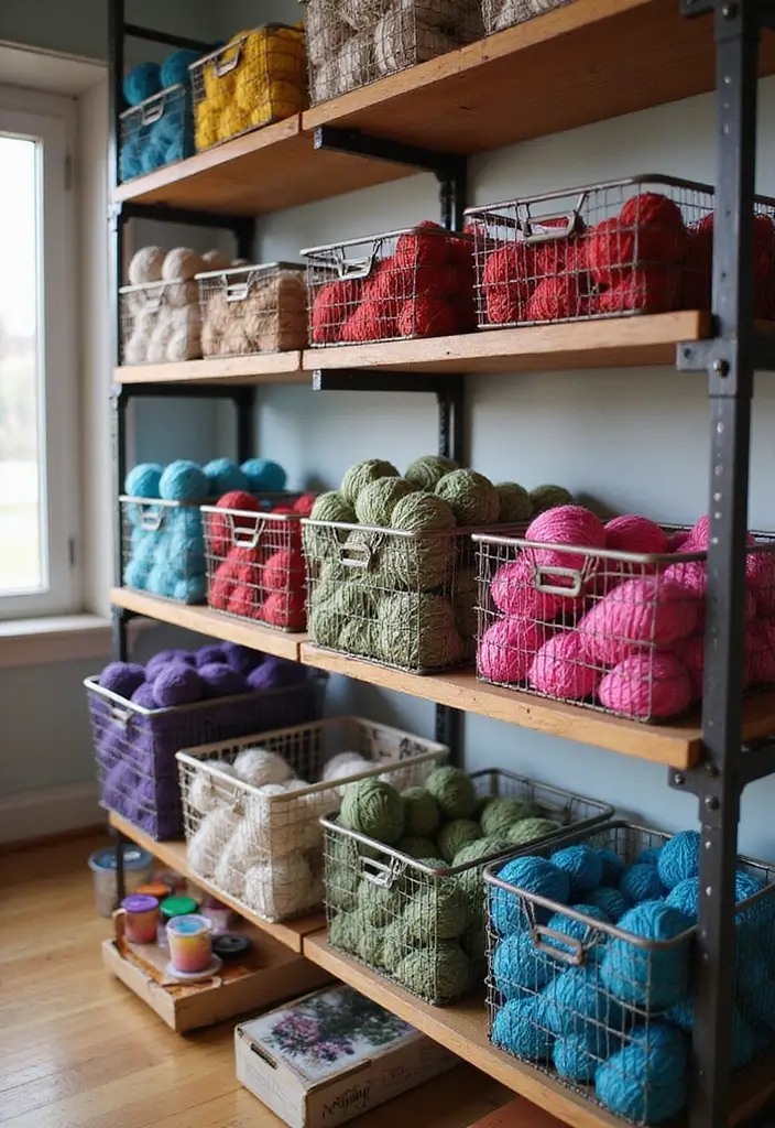 25 Yarn Storage Ideas for Craft Lovers - 11. Wire Baskets