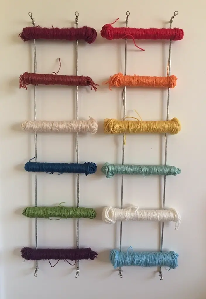 25 Yarn Storage Ideas for Craft Lovers - 14. Tension Rods for Spools