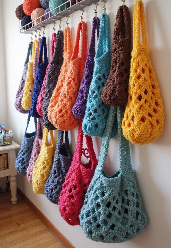 25 Yarn Storage Ideas for Craft Lovers - 22. Crochet Mesh Bags