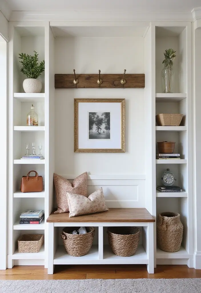 27 Entryway Bench Storage Ideas That Save Space 15 27 Entryway Bench Storage Ideas That Save Space - 15. Bench with Side Shelves