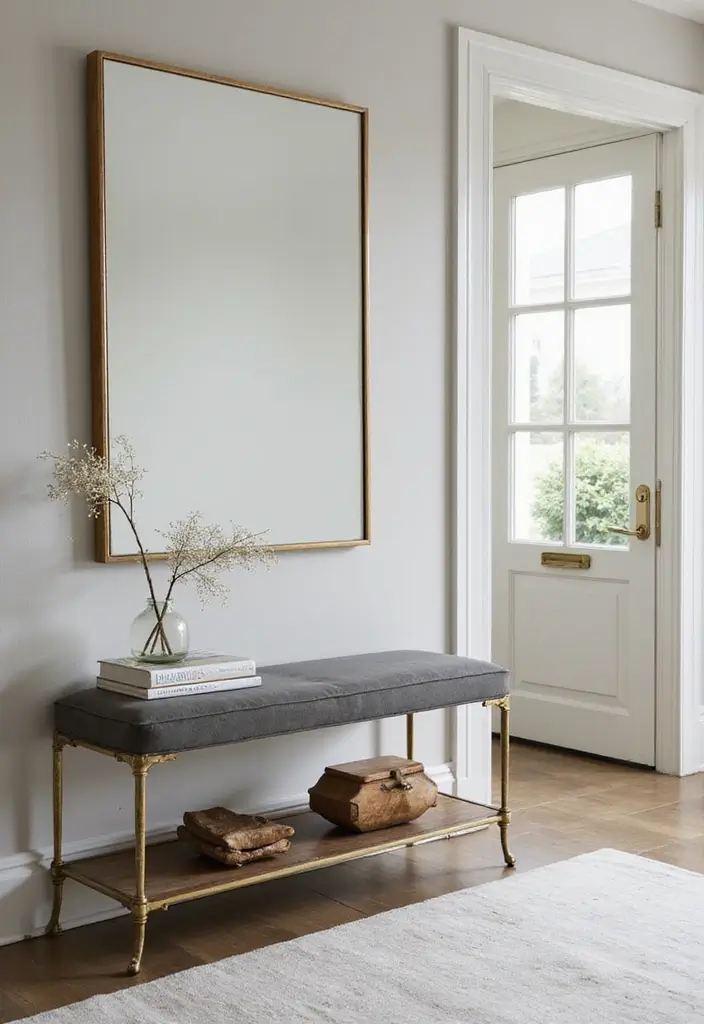 27 Entryway Bench Storage Ideas That Save Space 17 27 Entryway Bench Storage Ideas That Save Space - 17. Elegant Bench with Glass Top