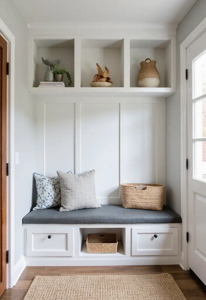 27 Entryway Bench Storage Ideas That Save Space 21 27 Entryway Bench Storage Ideas That Save Space - 21. Custom Built-in Bench