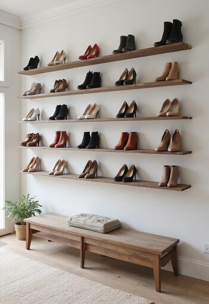 27 Entryway Shoe Storage Ideas That Save Space 15 27 Entryway Shoe Storage Ideas That Save Space - 15. Shoe Wall Art