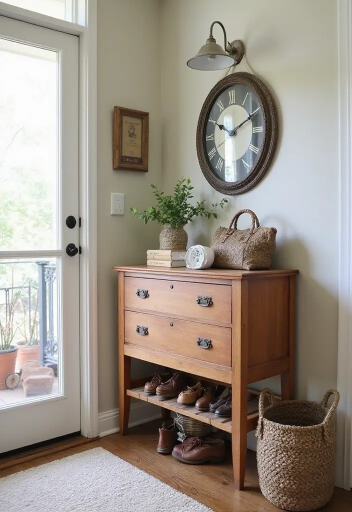 27 Entryway Shoe Storage Ideas That Save Space 26 27 Entryway Shoe Storage Ideas That Save Space - 26. Repurposed Furniture