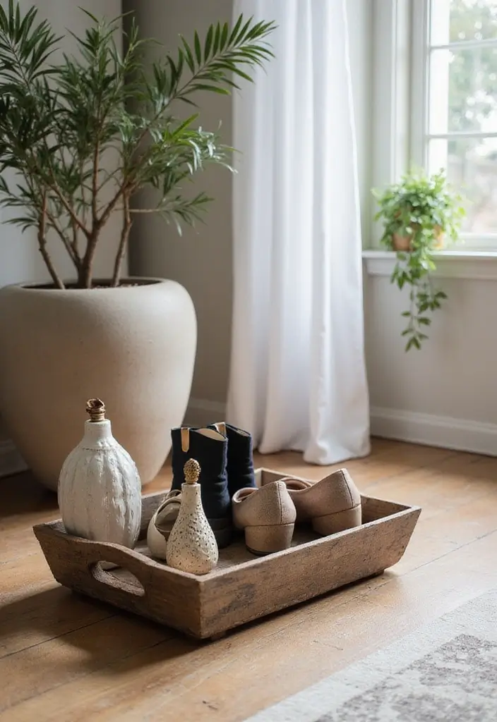 27 Entryway Shoe Storage Ideas That Save Space 27 27 Entryway Shoe Storage Ideas That Save Space - 27. Decorative Shoe Tray