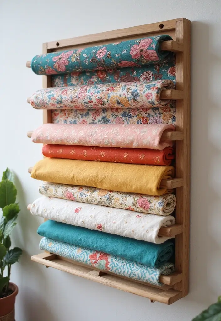 27 Fabric Storage Ideas for Sewing and Crafts 10 27 Fabric Storage Ideas for Sewing and Crafts - 10. Wall-Mounted Fabric Racks