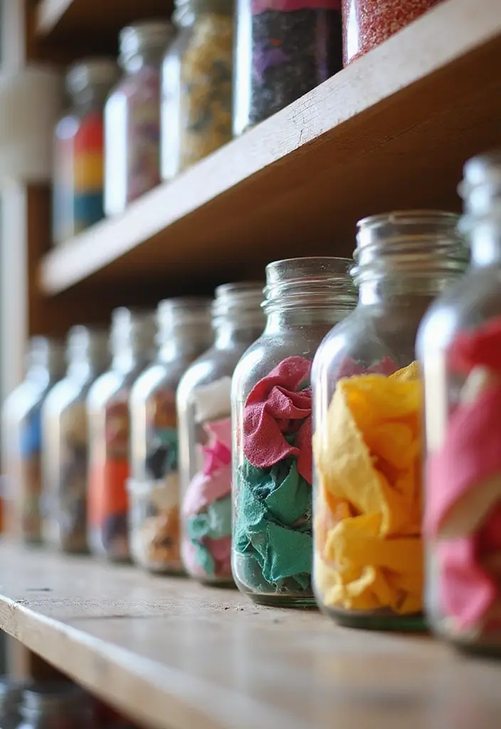 27 Fabric Storage Ideas for Sewing and Crafts 11 27 Fabric Storage Ideas for Sewing and Crafts - 11. Fabric Scrap Jars