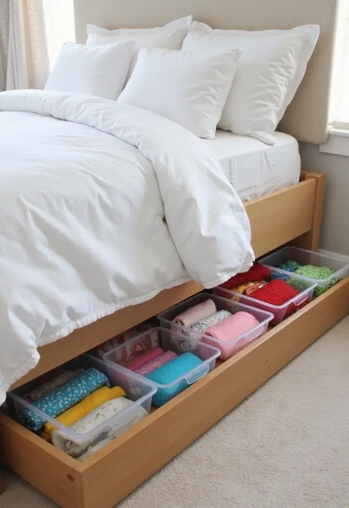 27 Fabric Storage Ideas for Sewing and Crafts 12 27 Fabric Storage Ideas for Sewing and Crafts - 12. Under-Bed Storage