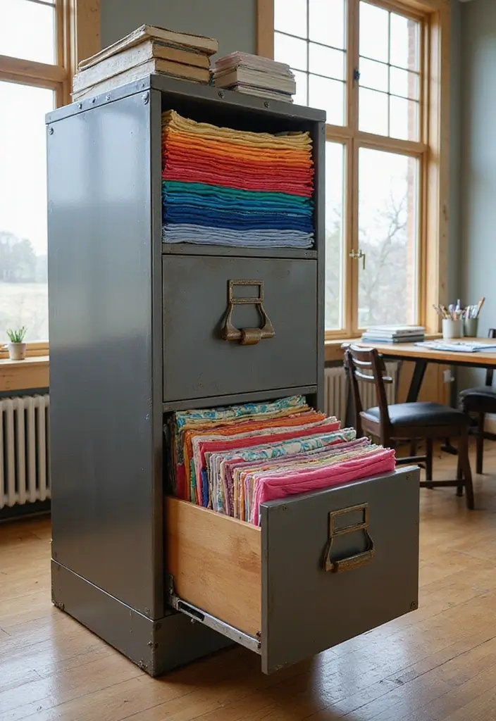 27 Fabric Storage Ideas for Sewing and Crafts 13 27 Fabric Storage Ideas for Sewing and Crafts - 13. File Cabinet Fabric Storage