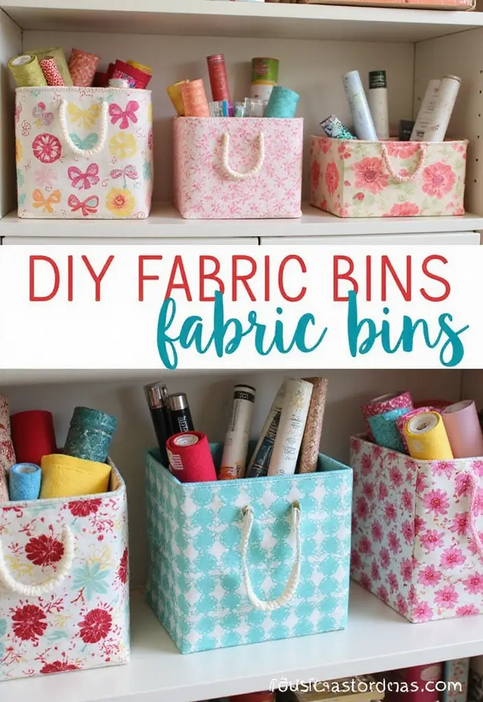27 Fabric Storage Ideas for Sewing and Crafts 2 27 Fabric Storage Ideas for Sewing and Crafts - 2. DIY Fabric Bins