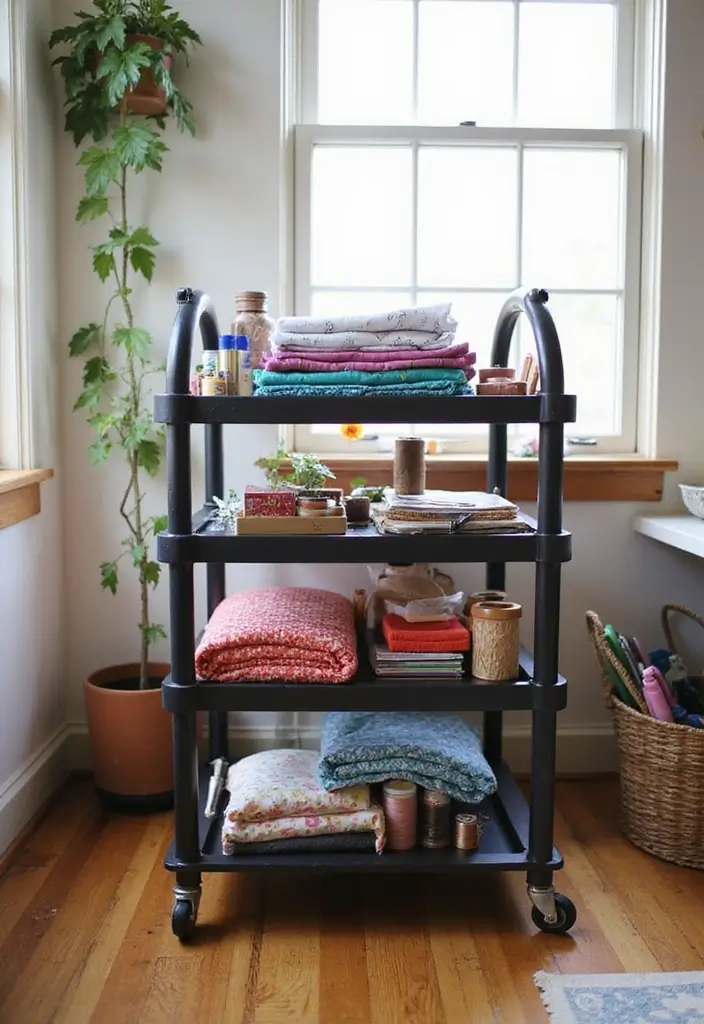 27 Fabric Storage Ideas for Sewing and Crafts 4 27 Fabric Storage Ideas for Sewing and Crafts - 4. Rolling Carts