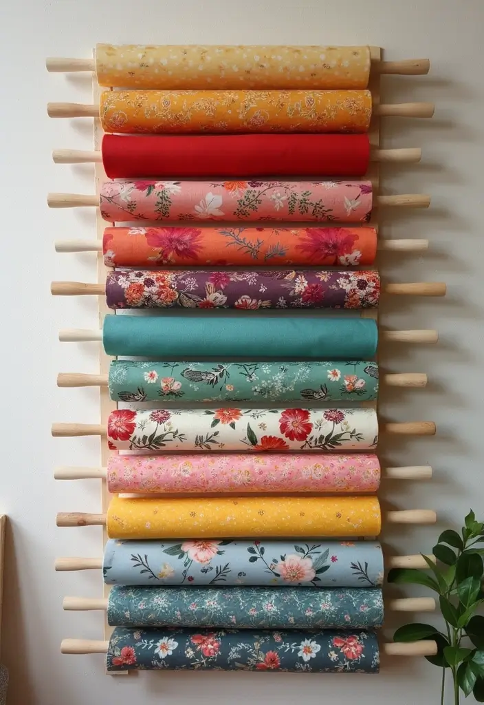 27 Fabric Storage Ideas for Sewing and Crafts 5 27 Fabric Storage Ideas for Sewing and Crafts - 5. Fabric Bolts Display