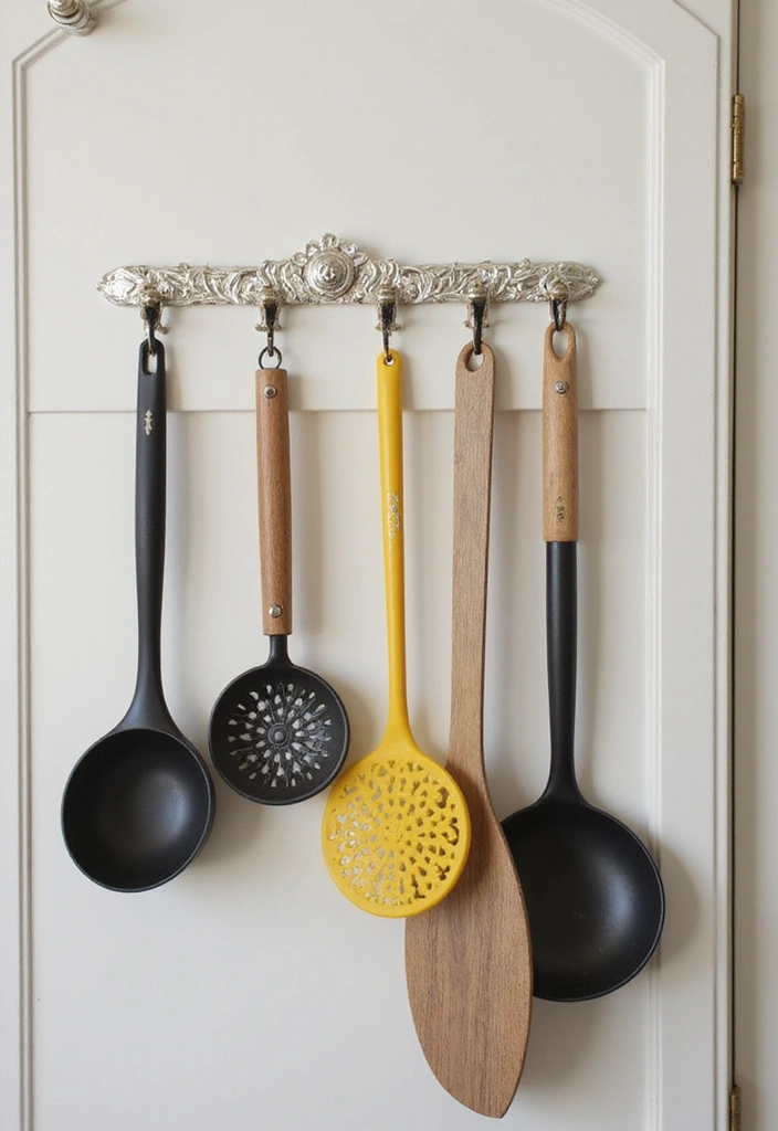 27 Kitchen Cabinet Organization Ideas That Make Cooking Easier - 10. Over-the-Cabinet Hooks