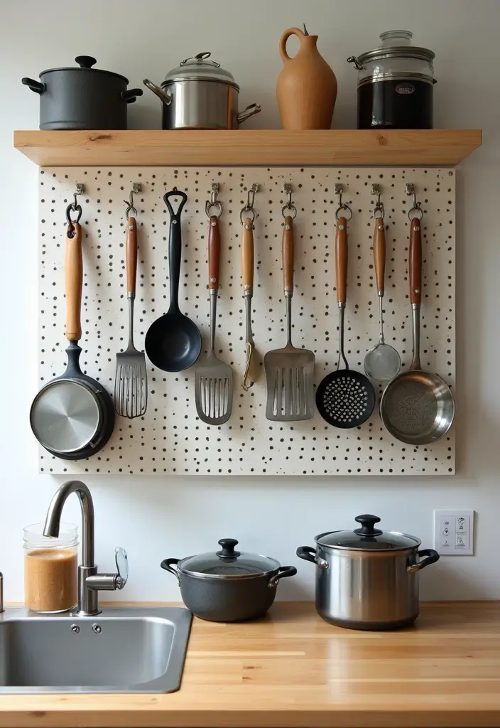 27 Kitchen Cabinet Organization Ideas That Make Cooking Easier - 17. Use a Pegboard