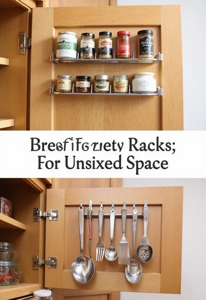 27 Kitchen Cabinet Organization Ideas That Make Cooking Easier - 3. Door-Mounted Racks