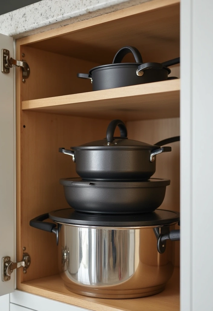 27 Kitchen Cabinet Organization Ideas That Make Cooking Easier - 8. Nested Cookware