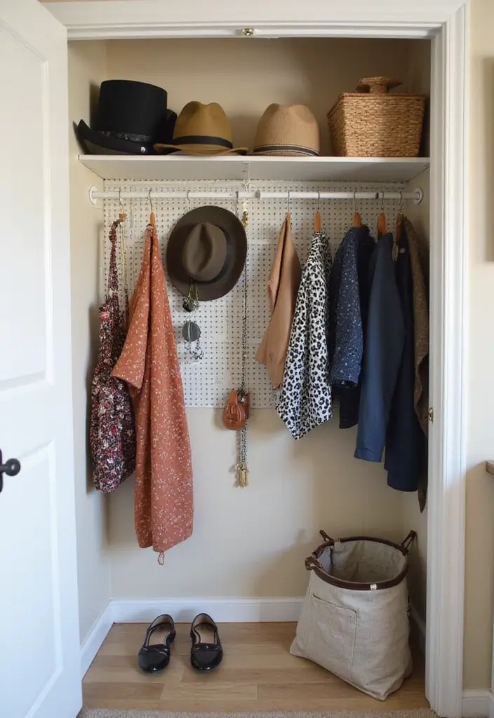 27 Small Closet Organization Ideas That Actually Work - 20. Install a Pegboard