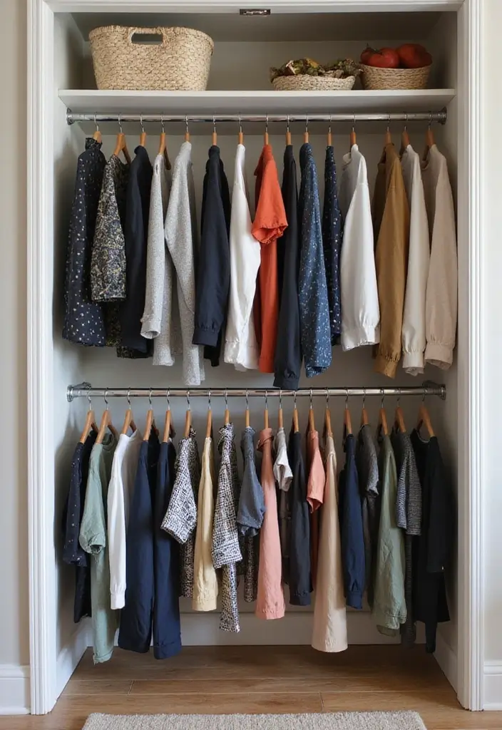 27 Small Closet Organization Ideas That Actually Work - 25. Employ a Double Hanging Rod