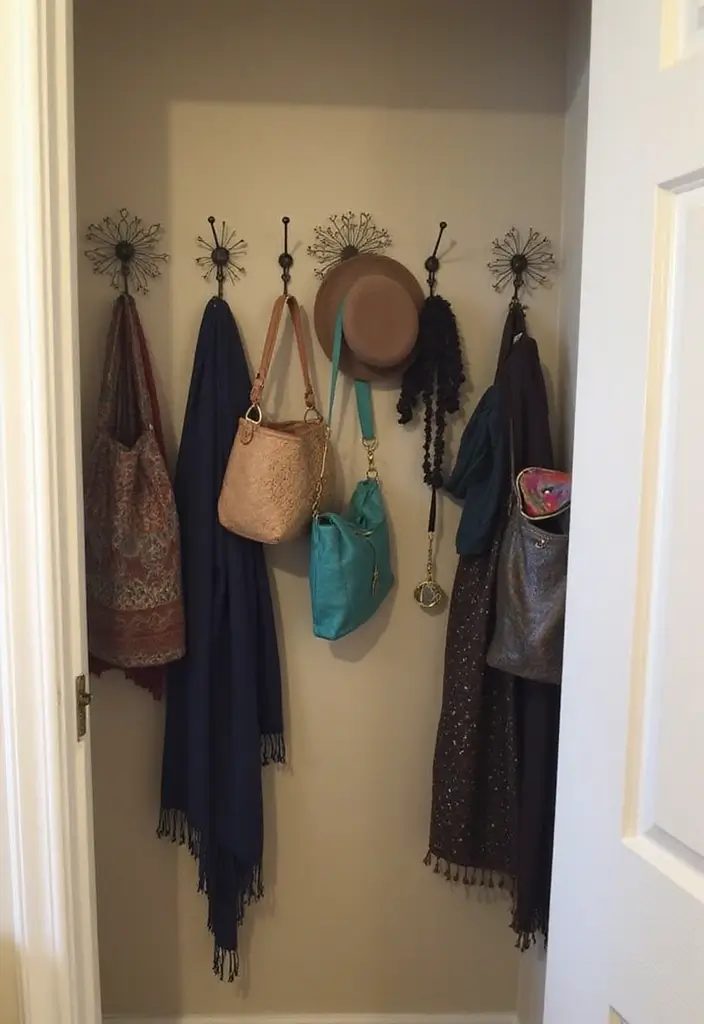 27 Small Closet Organization Ideas That Actually Work - 8. Use Hooks for Accessories
