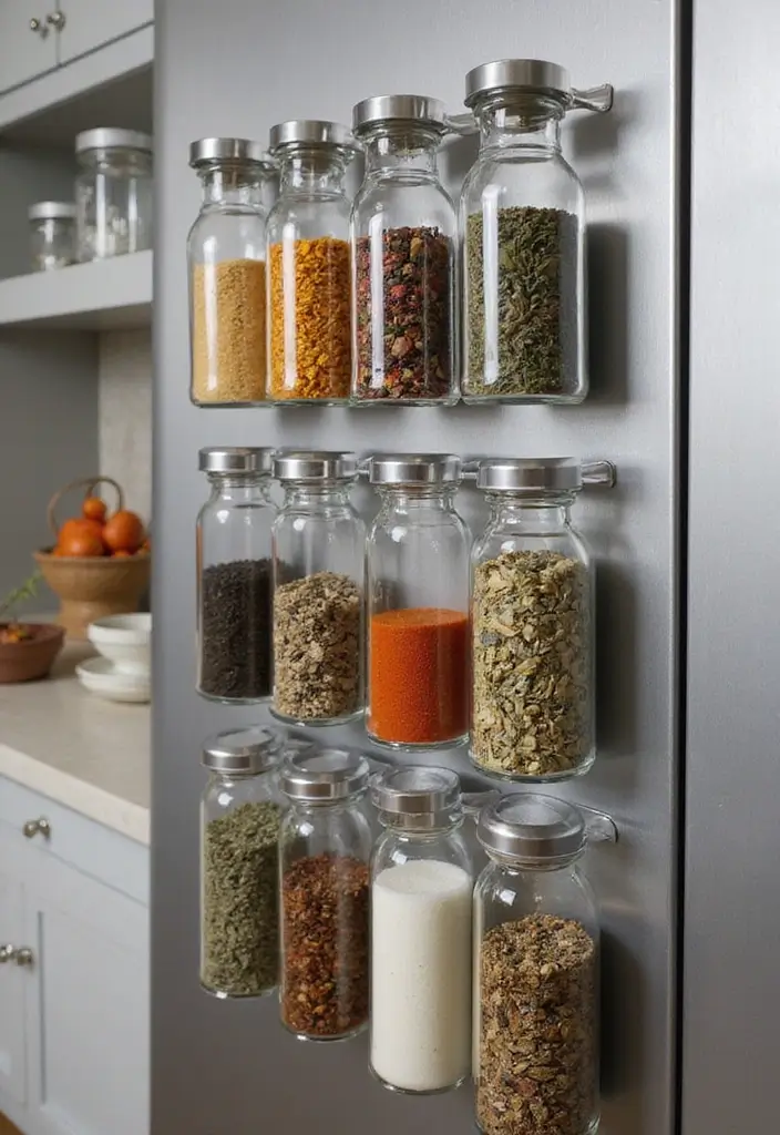 27 Tea Organization Ideas for Every Tea Lover - 2. Magnetic Spice Jars for Herbal Tea