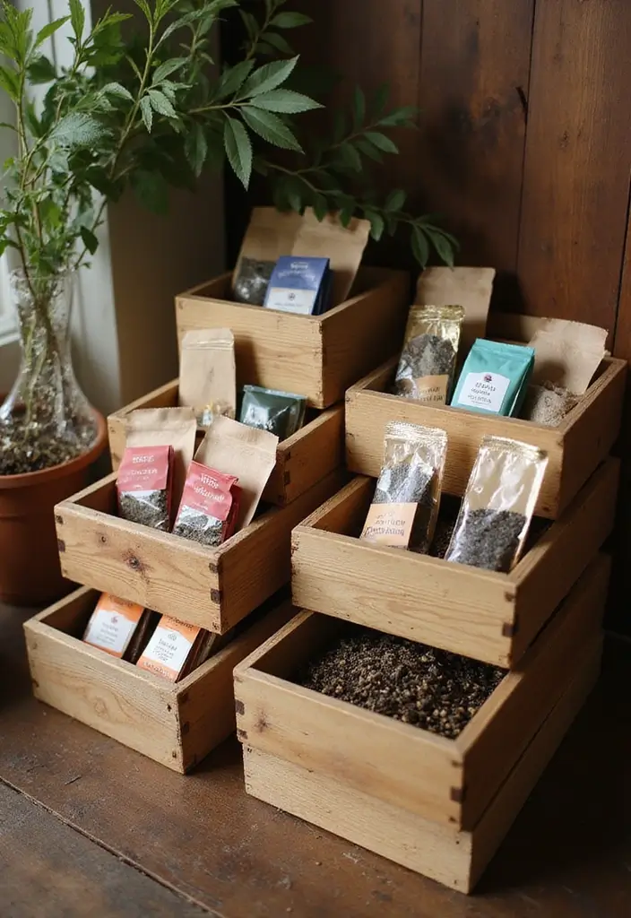 27 Tea Organization Ideas for Every Tea Lover - 3. Wooden Crates for a Rustic Touch