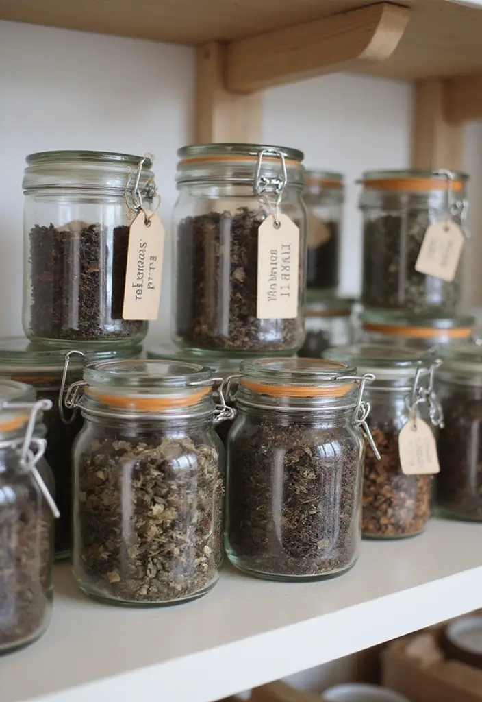 27 Tea Organization Ideas for Every Tea Lover - 5. Glass Jars with Labels
